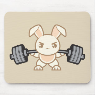 Weightlifting Bunny Cartoon - Squat - Leg Day, Gym Mouse Pad