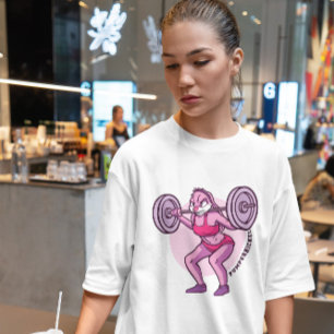 Weightlifting Bunny Cartoon T-Shirt