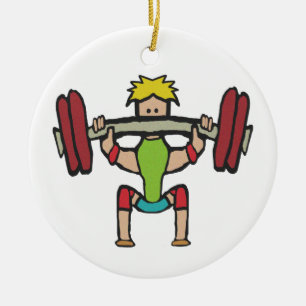 Weightlifting Ceramic Ornament