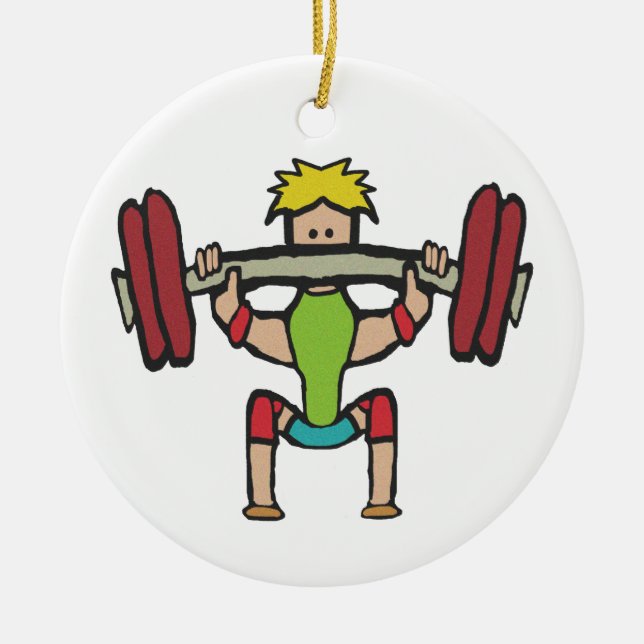 Weightlifting Ceramic Ornament (Front)