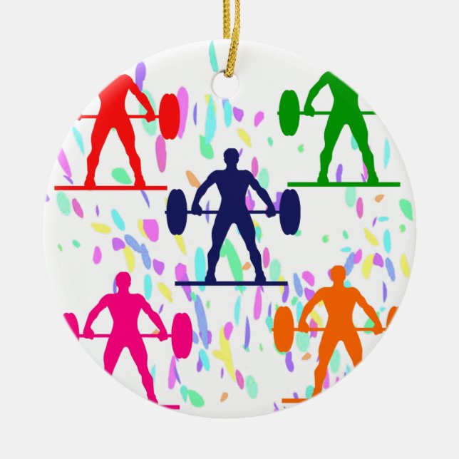 WEIGHTLIFTING CERAMIC TREE DECORATION (Front)