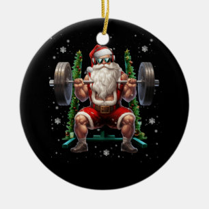 Weightlifting Christmas Santa Deadlift Xmas Weight Ceramic Ornament