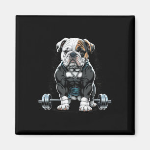 Weightlifting Dog Fun Fitness Gym Bulldog Magnet