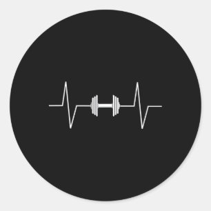 Weightlifting Dumbbell Heartbeat Ekg Pulse Tee Gif Classic Round Sticker