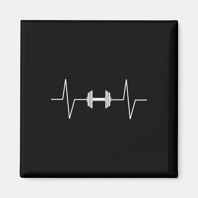 Weightlifting Dumbbell Heartbeat Ekg Pulse Tee Gif Magnet (Front)