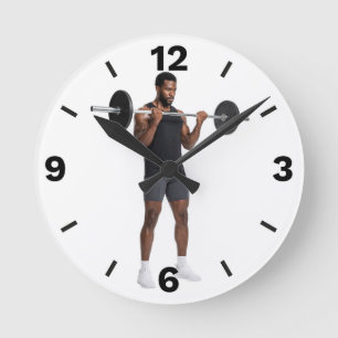 Weightlifting Fitness Gym Workout Muscle Training Round Clock