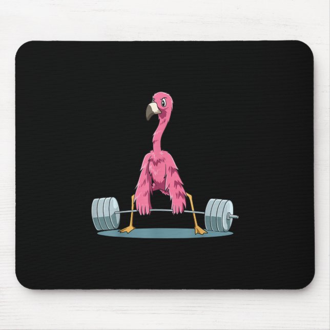 Weightlifting Flamingo Deadlifting Flamingo Mouse Pad (Front)