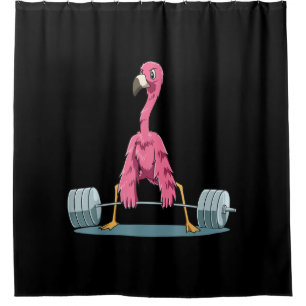Weightlifting Flamingo Deadlifting Flamingo Shower Curtain