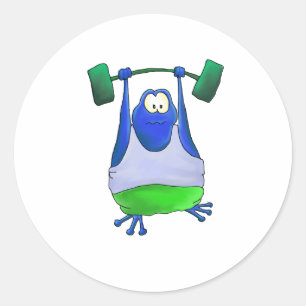 Weightlifting Frog Classic Round Sticker