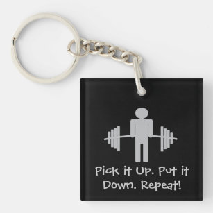 Weightlifting Gym Barbell Workout Fitness Key Ring