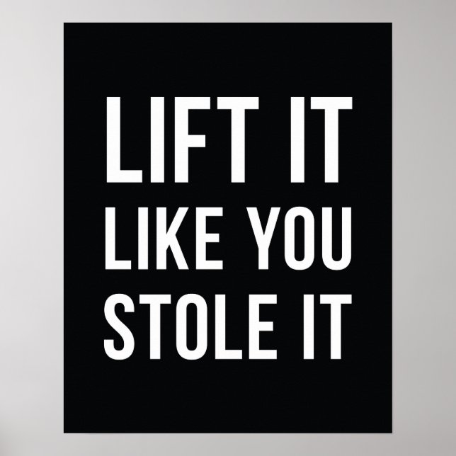 Weightlifting Gym Quote Lift It Black White Poster (Front)
