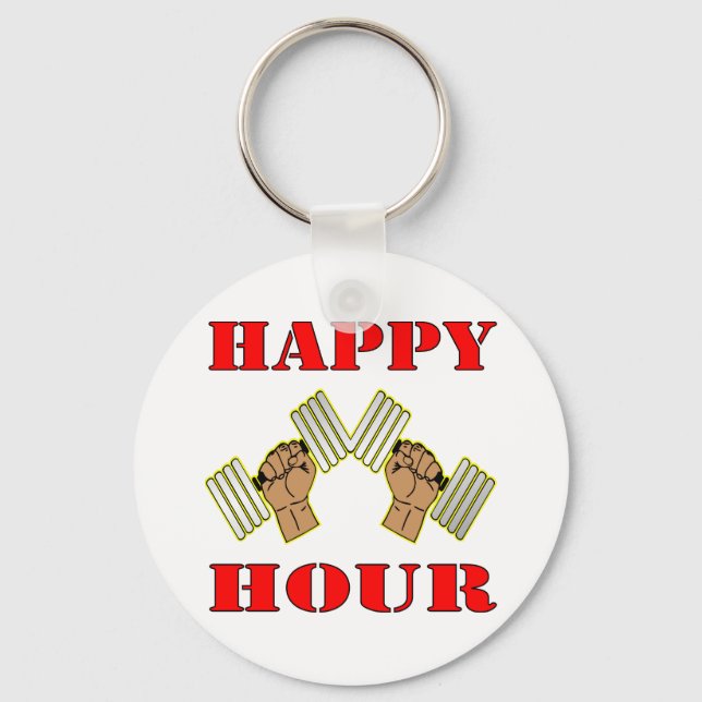 Weightlifting Happy Hour Dumbbells Key Ring (Front)