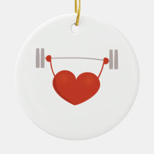 Weightlifting Heart Ceramic Ornament