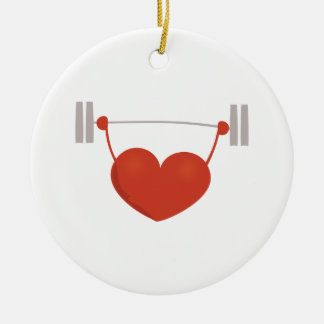Weightlifting Heart Ceramic Ornament