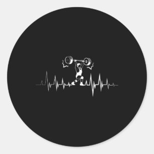 Weightlifting Heartbeat Workout Exercise  Classic Round Sticker