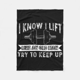 Weightlifting Like Old Man Bodybuilding Barbell Wo Fleece Blanket