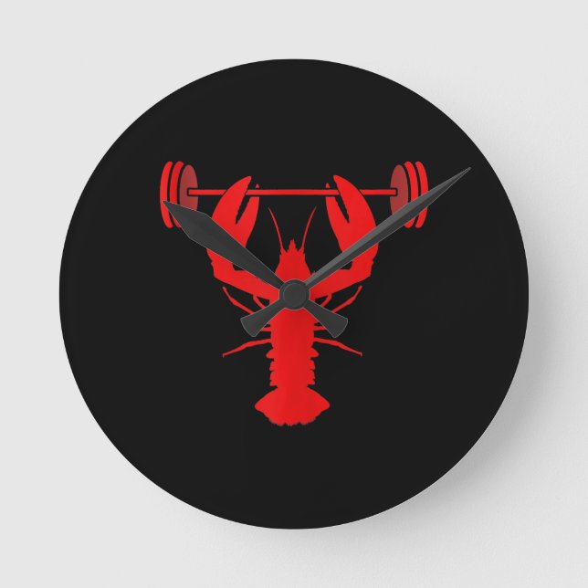 Weightlifting Lobster Bodybuilder At Gym Round Clock (Front)
