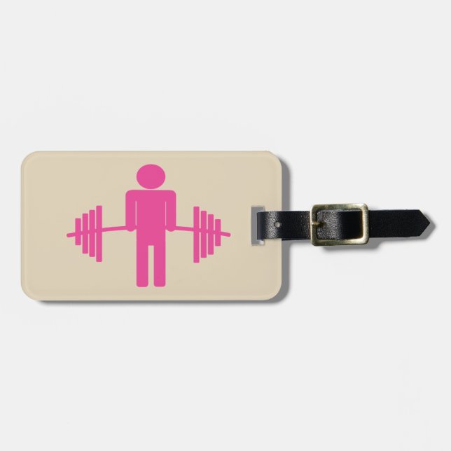 Weightlifting Luggage Tag in Pink (Front Horizontal)