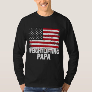 Weightlifting Papa American Flag Father's Day Men' T-Shirt