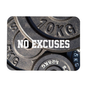 Weightlifting Plates, "No Excuses" Magnet