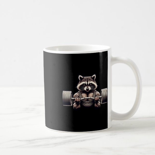 Weightlifting Ripped Racoon Gym Workout Muscled R Coffee Mug (Right)