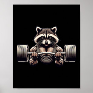 Weightlifting Ripped Racoon Gym Workout Muscled R Poster
