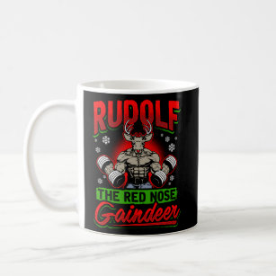 Weightlifting Rudolf The Red Nose Gaindeer Coffee Mug
