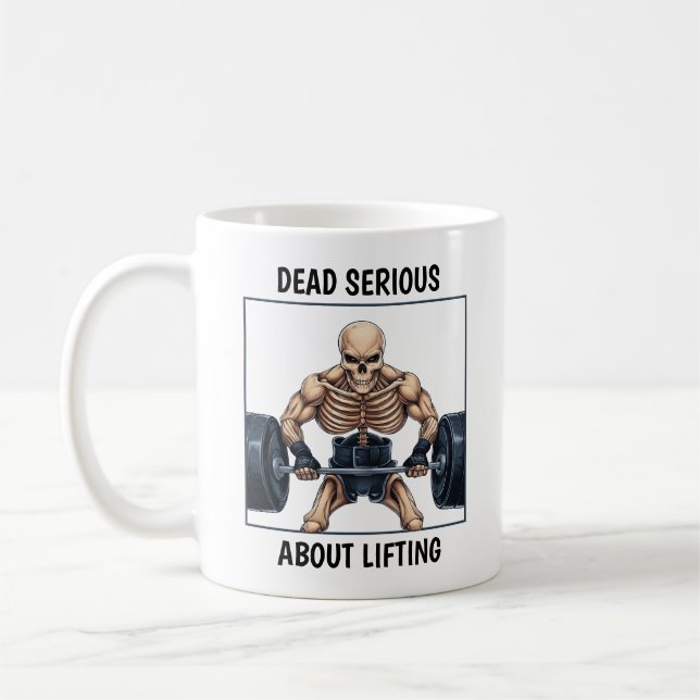 Weightlifting Skeleton Coffee Mug (Left)