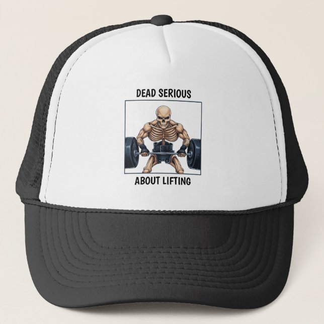 Weightlifting Skeleton Trucker Hat (Front)