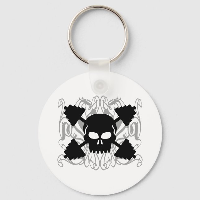 Weightlifting Skull Key Ring (Front)