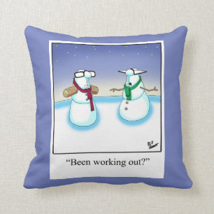 Weightlifting Snowman Humour Pillow Gift