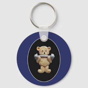 Weightlifting Teddy Bear Key Ring