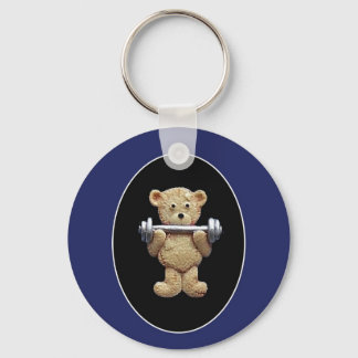Weightlifting Teddy Bear Key Ring