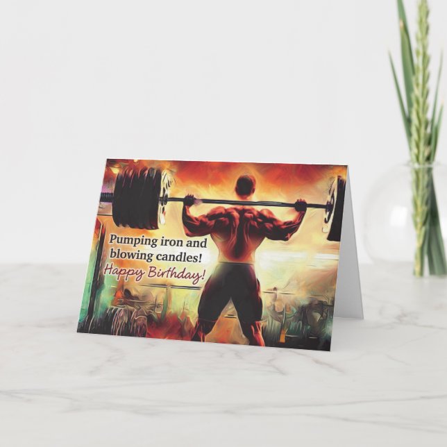 Weightlifting-Themed Birthday Card (Front)