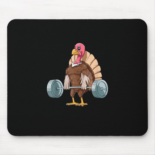 Weightlifting Turkey Deadlifting Thanksgiving Mouse Pad (Front)