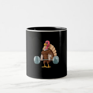 Weightlifting Turkey Deadlifting Thanksgiving Two-Tone Coffee Mug