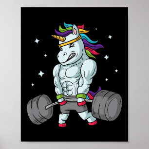 Weightlifting Unicorn - Funny Deadlift And Gym Gif Poster