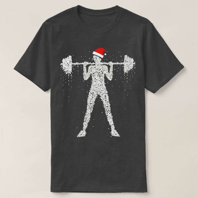 Weightlifting Workout Fitness Santa Hat Xmas T-Shirt (Design Front)