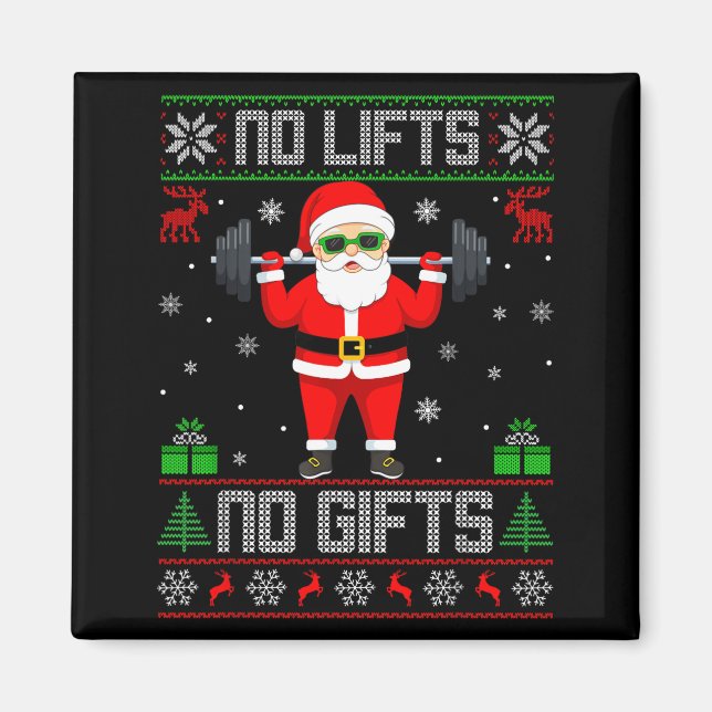 Weightlifting Workout Gym Santa Christmas Ugly Swe Magnet (Front)