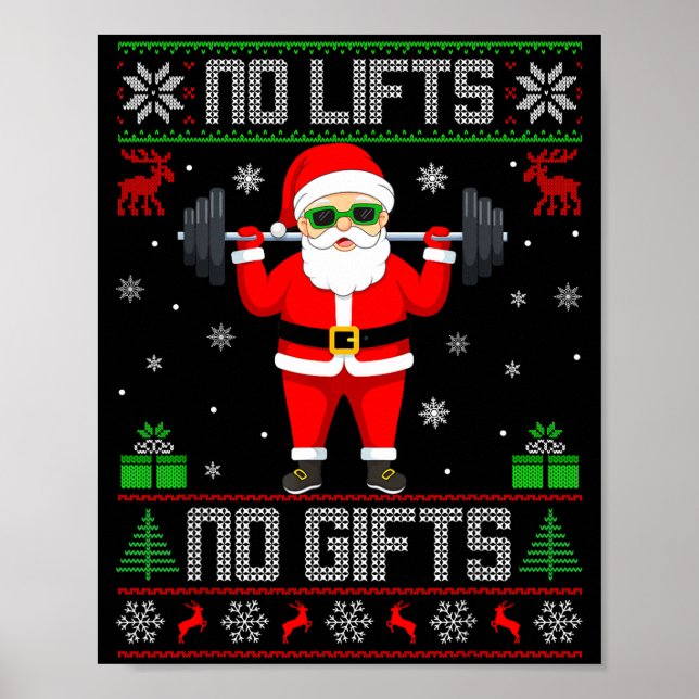 Weightlifting Workout Gym Santa Christmas Ugly Swe Poster (Front)
