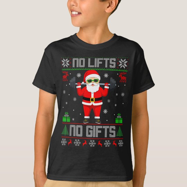 Weightlifting Workout Gym Santa Christmas Ugly Swe T-Shirt (Front)