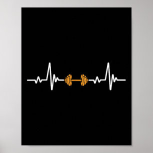Weights Barbell Heartbeat Gym Bodybuilding Lifting Poster