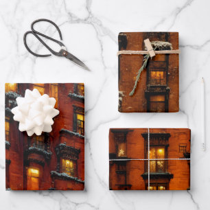 Weihnacht in New York Geschenkpapier Set Wrapping Paper Sheet