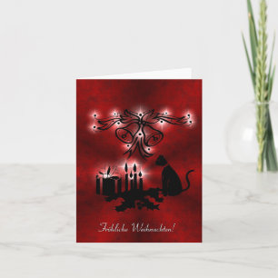 Weihnachten Artdeco mit schwarzer Katze Holiday Card