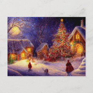 Weihnachten auf Bauernhof. Großer Weihnachtsbaum Postcard