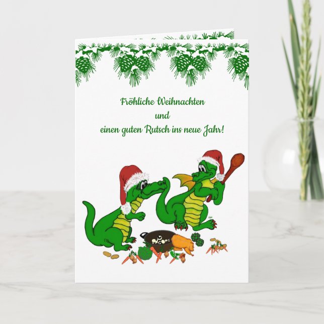 Weihnachts Drachen , auf Deutsch Holiday Card (Front)