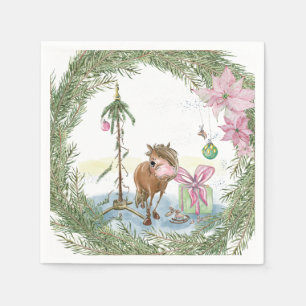Weihnachts Servietten mit Pony Bild Napkin