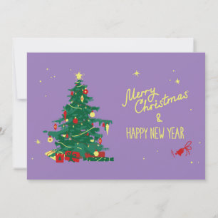 Weihnachtsbaum, lila Hintergrund. Announcement