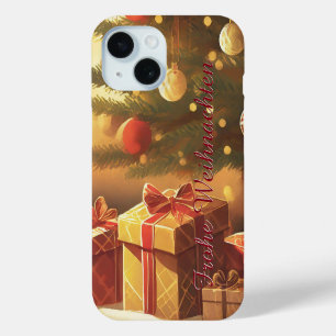 Weihnachtsbaum mit goldenen Geschenken iPhone 15 Case