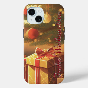 Weihnachtsbaum mit goldenen Geschenken iPhone 15 Case